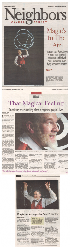 2010 Syracuse Post Standard profile of Magician Bruce Purdy